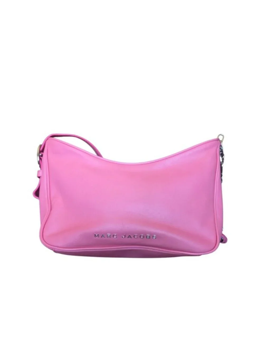 Marc Jacobs Tempo Baguette Shoulder Bag Pink Lemonade Leather Purse Silver